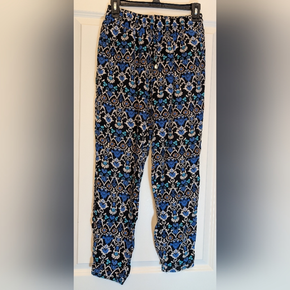Black and Blue Patterned Pants